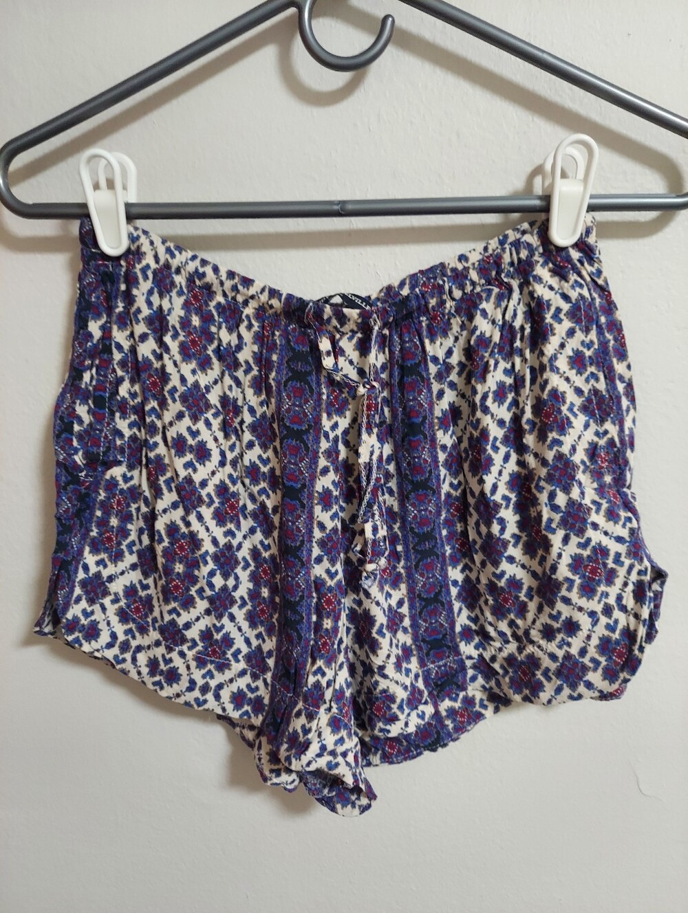 Bohemian Printed Women's Shorts in Cream and Blue